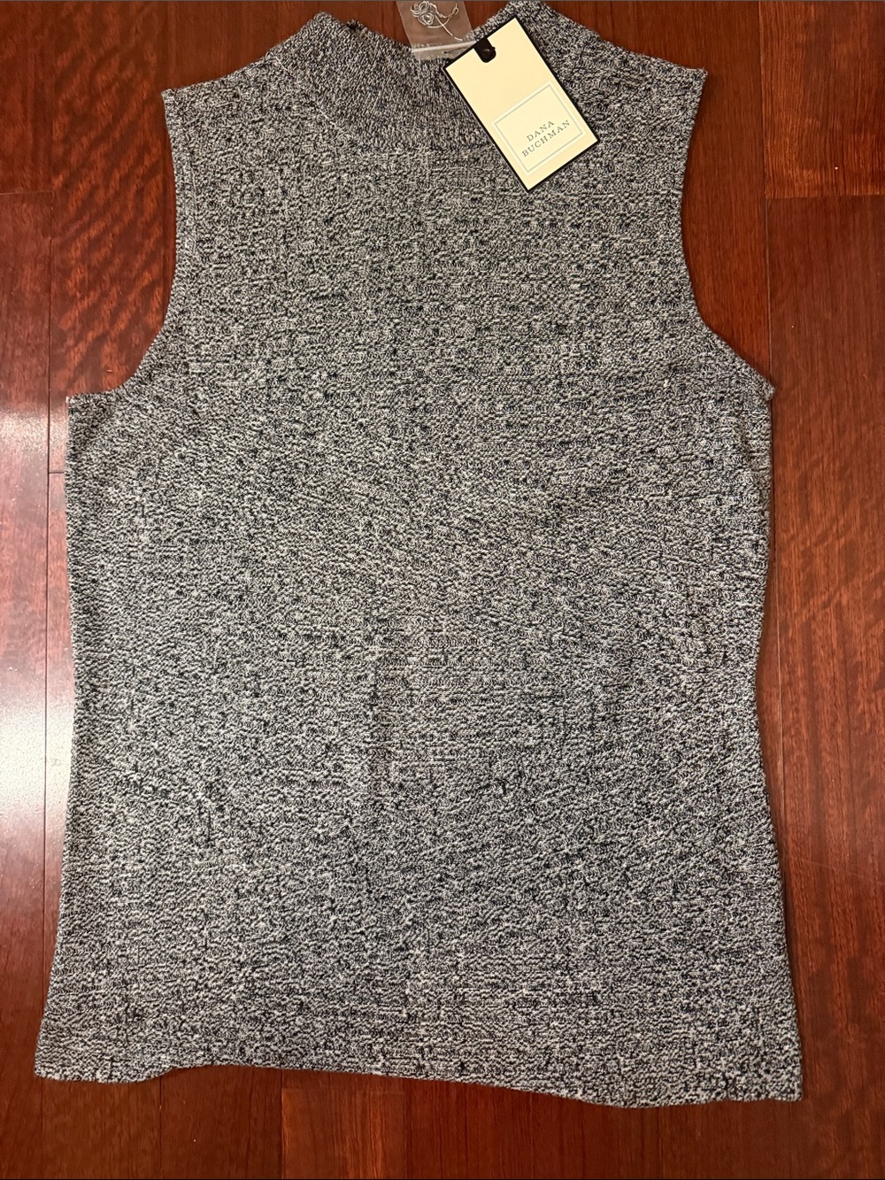 Dana Buchman Heather Gray Sleeveless Mock Neck Knit Shell
